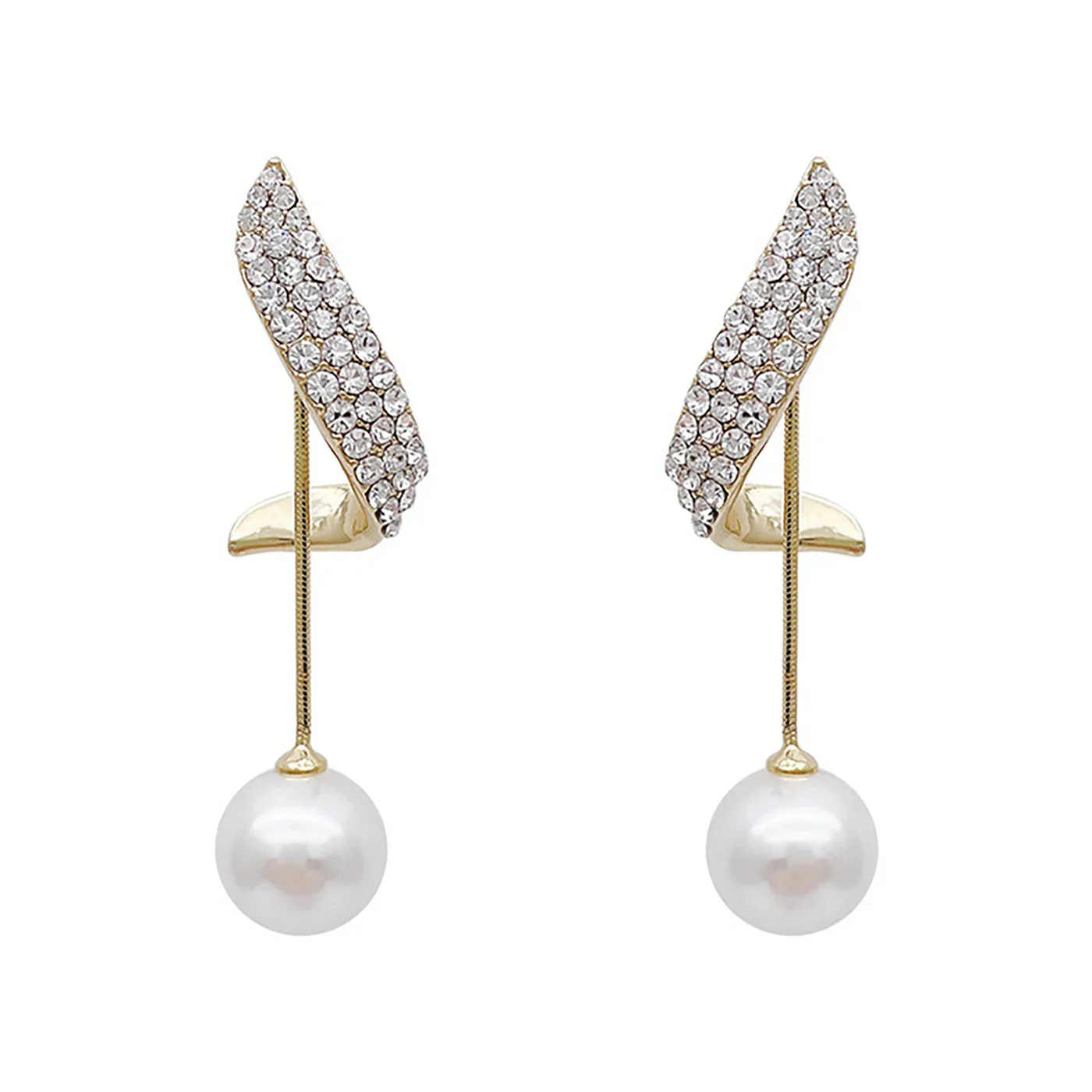 2 fashionable and gorgeous women's long diamond inlaid pearl geometric earrings, party and dinner party accessories - Image 8