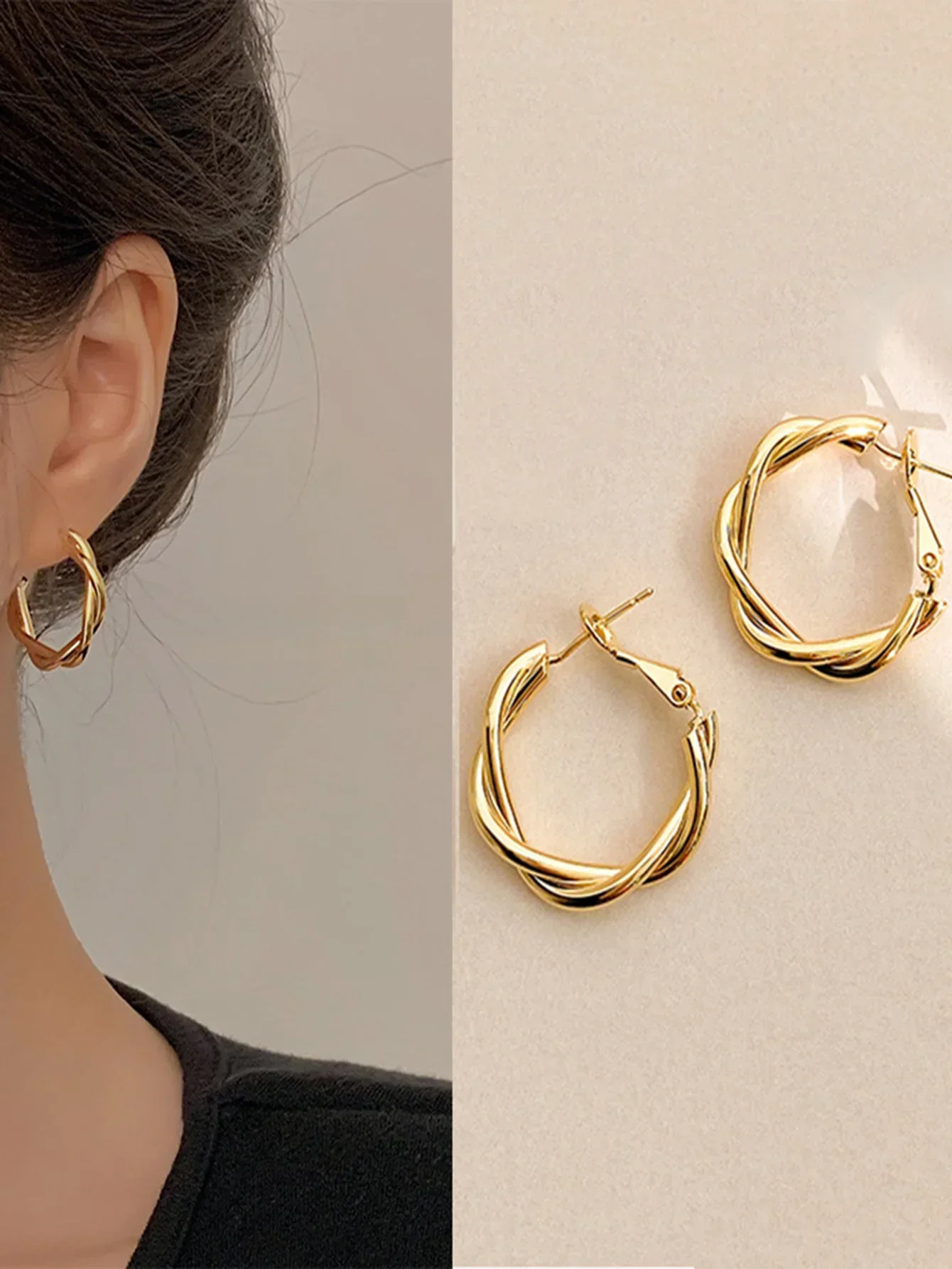 2 pieces of women's European and American creative double loop wrapped earrings, outdoor carnival, party, holiday dressing gifts - Image 5