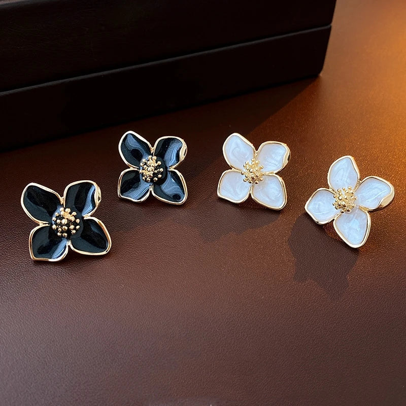2025 Hibiscus Dropped Glaze Flower Stud Earrings for Women Girl French Ins Vintage Fashion Korean Wedding Romantic Jewelry - Image 10