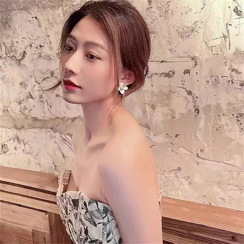 2025 Hibiscus Dropped Glaze Flower Stud Earrings for Women Girl French Ins Vintage Fashion Korean Wedding Romantic Jewelry - Image 7