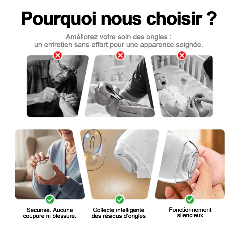 🔥 50% DE RÉDUCTION ! ✨ Ponceuse à Ongles Auto - 3 Vitesses Réglables, Silencieuse, LED Integrée pour Soin Précise -Remifa® - Image 2