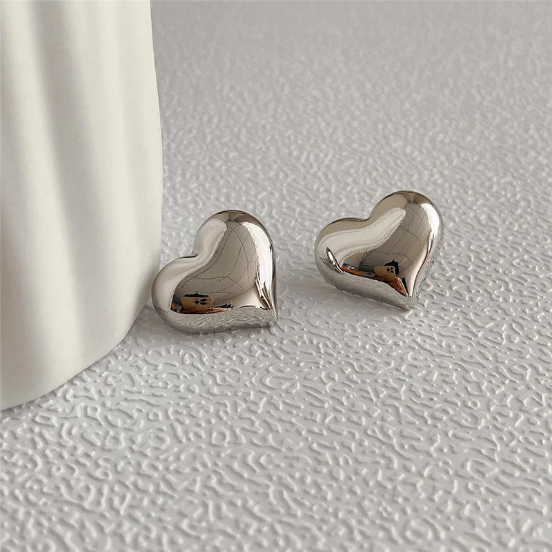 LATS Gold Color Smooth Surface Love Heart Shaped Stud Earrings Women Minimalist Fashion Girl Wedding Bridal Jewelry - Image 13