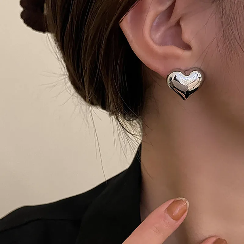 LATS Gold Color Smooth Surface Love Heart Shaped Stud Earrings Women Minimalist Fashion Girl Wedding Bridal Jewelry - Image 22