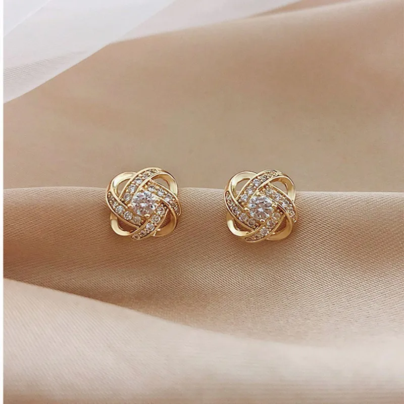 Light Luxury Zircon Stud Earrings Simple Cross Hollow Geometric Earrings Wedding Party Exquisite Ear Jewellery Women Gifts - Image 3