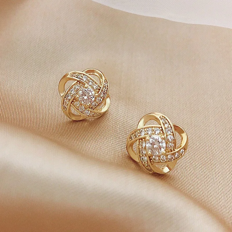 Light Luxury Zircon Stud Earrings Simple Cross Hollow Geometric Earrings Wedding Party Exquisite Ear Jewellery Women Gifts - Image 9
