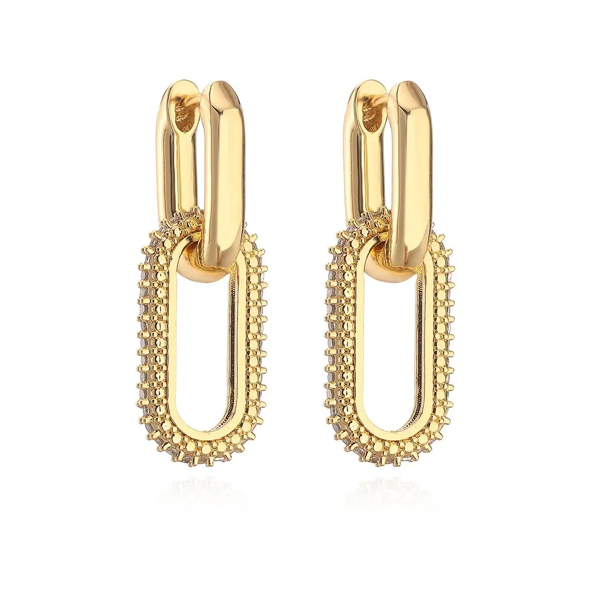 Shiny Rhinestone Geometric Earrings Ladies Fashion Light Luxury Elliptical Double Ring Earrings Exquisite Party Accessories - Image 5