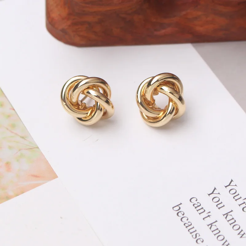 Tiny Metal Stud Earrings for Women Gold Color Twist Round Earrings Small Unusual Earrings boucles d'oreilles Fashion Jewelry - Image 12