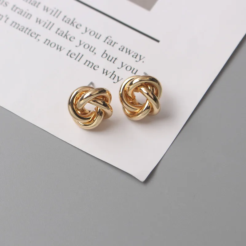 Tiny Metal Stud Earrings for Women Gold Color Twist Round Earrings Small Unusual Earrings boucles d'oreilles Fashion Jewelry - Image 14