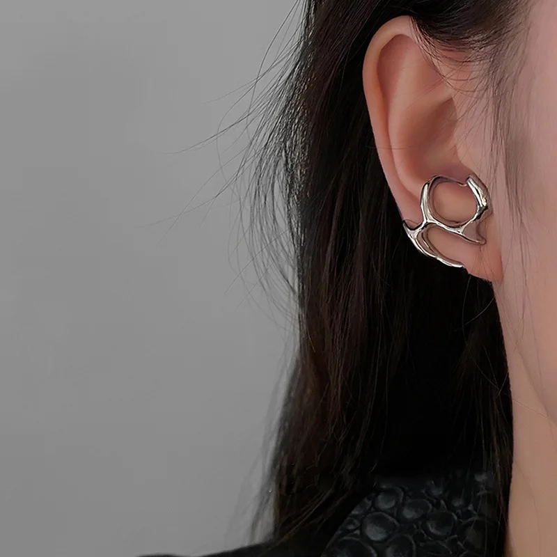 Y2K Irregular Liquid Earrings for Women Silver Color Hip-Hop Punk Fashion Geometric Earring Clip Girl 2024 Trendy Party Jewelry - Image 19